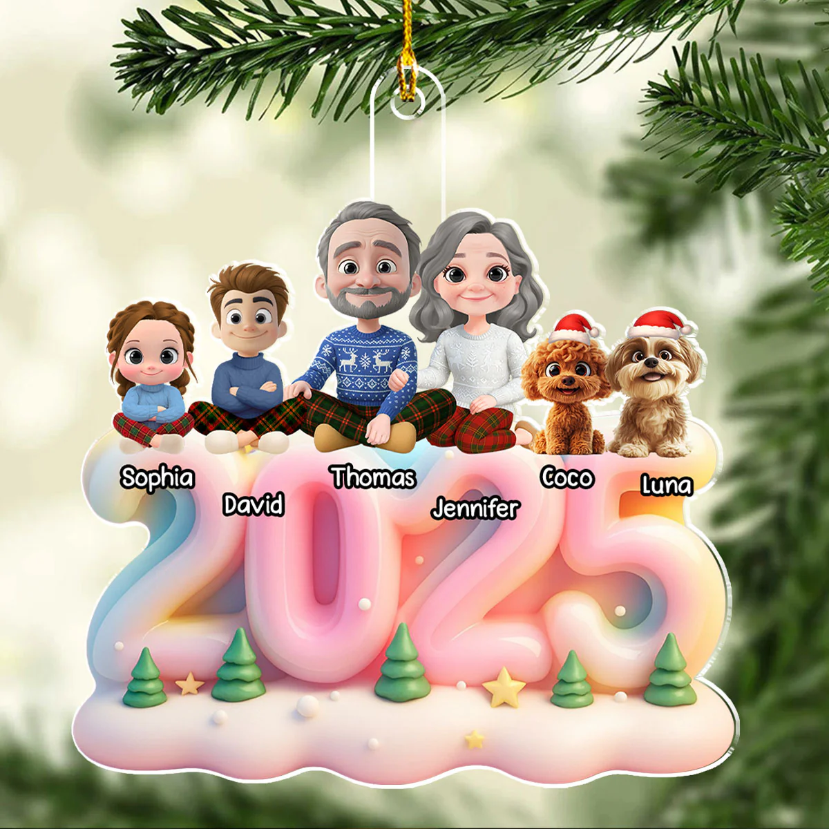 Light The Year With Pink - Personalized Custom 3D Effect Acrylic Ornament - Image 4