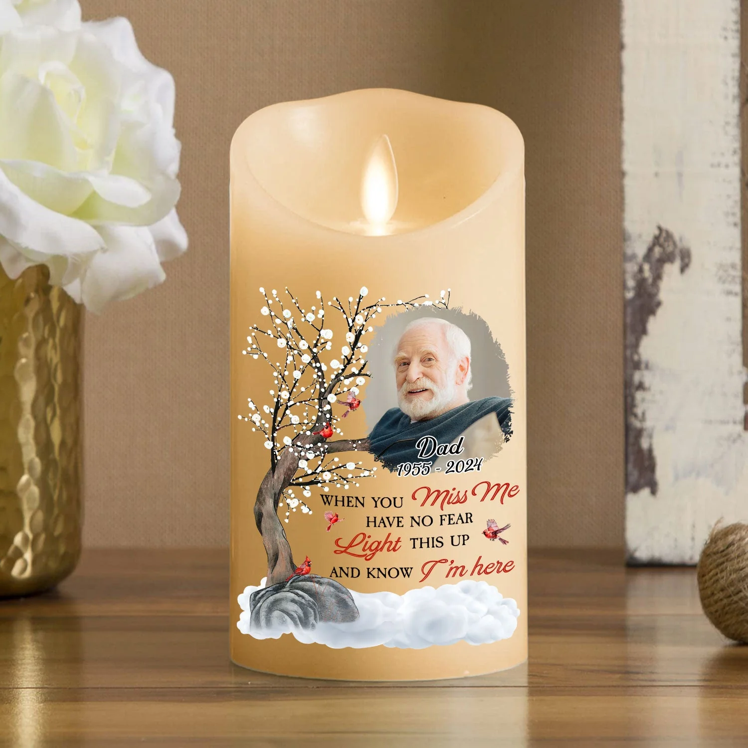 Light This Up And Know I Am Here - Personalized Custom LED Candle - Image 3