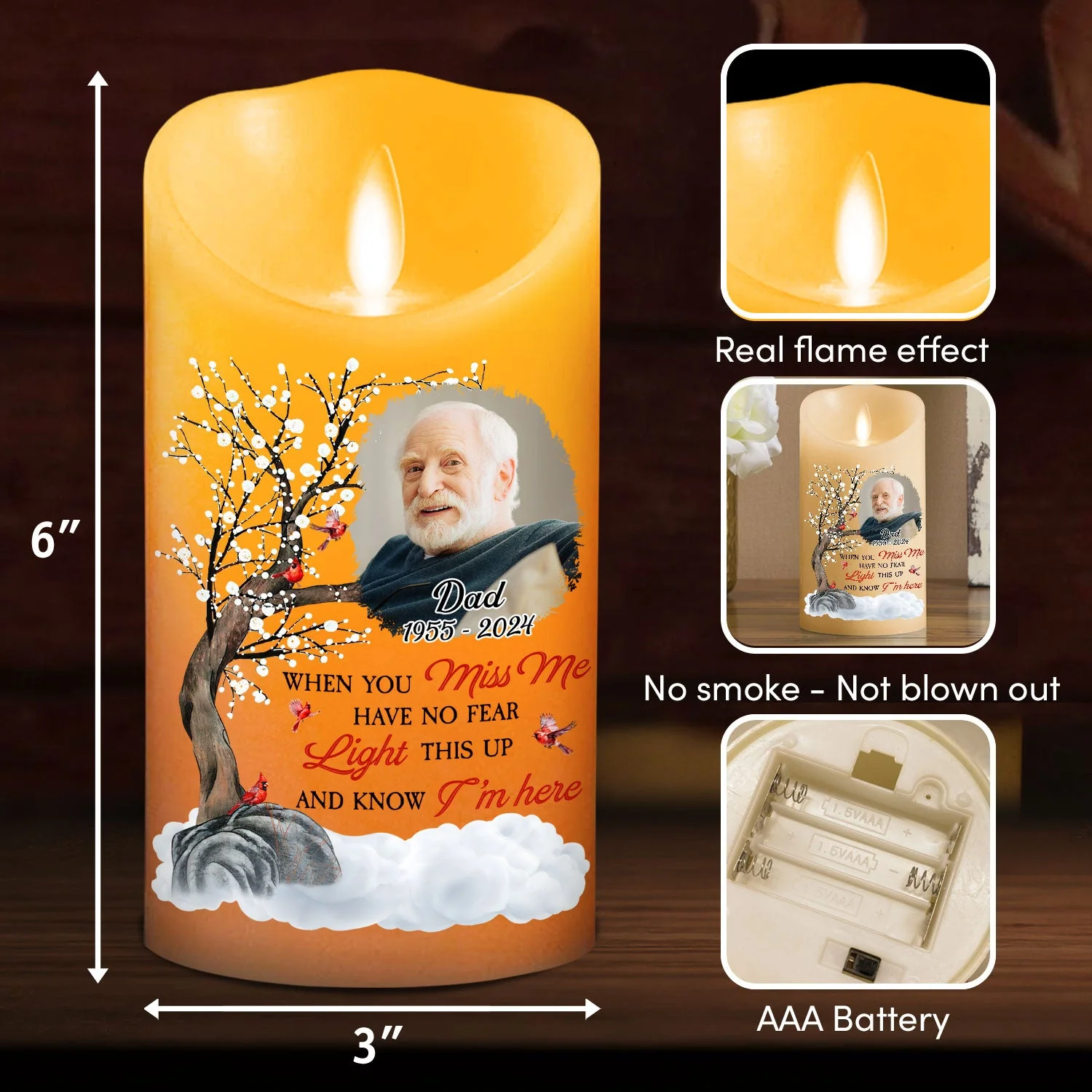 Light This Up And Know I Am Here - Personalized Custom LED Candle - Image 5