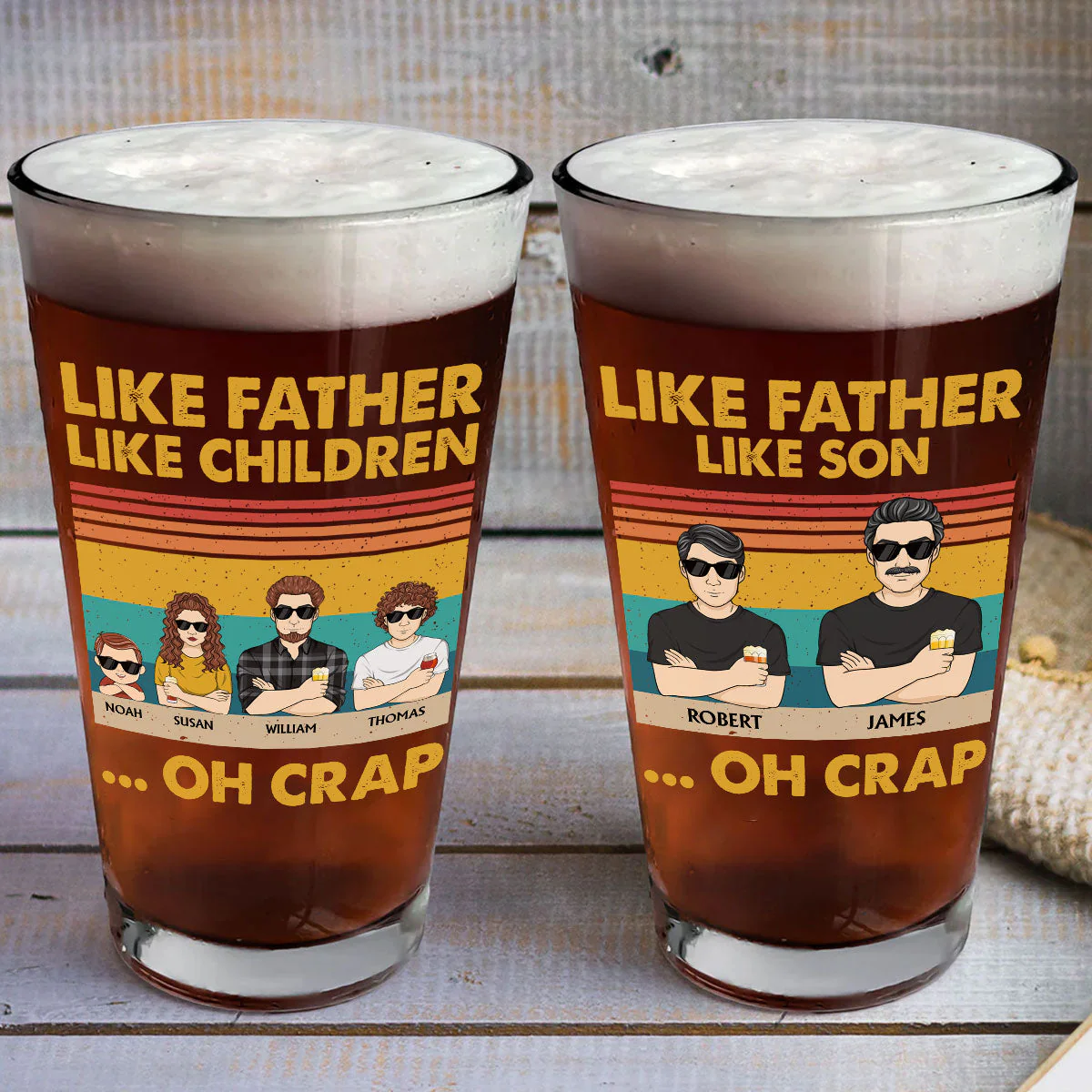 Like Father Like Children - Personalized Custom Beer Glass - Image 3