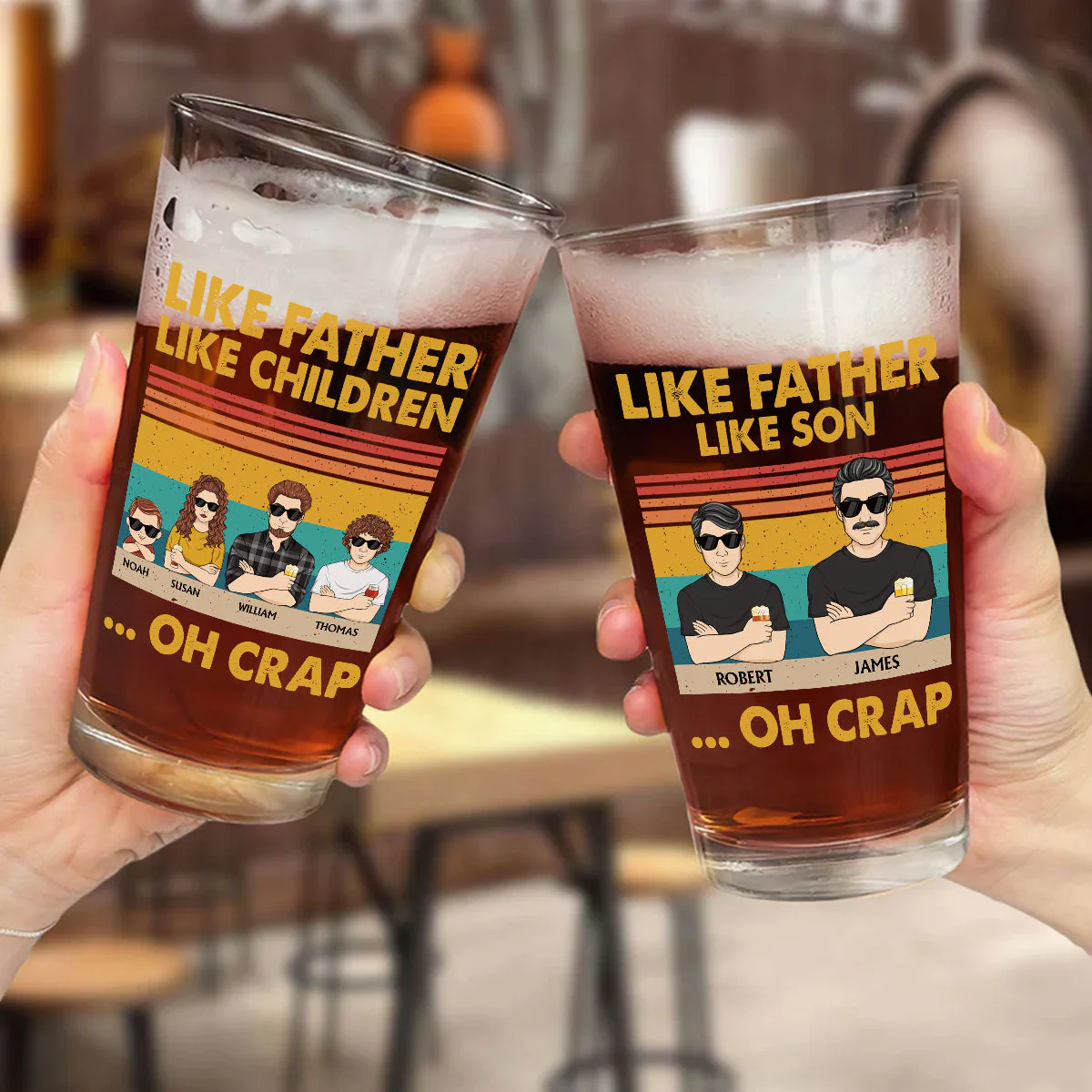 Like Father Like Children - Personalized Custom Beer Glass - Image 5