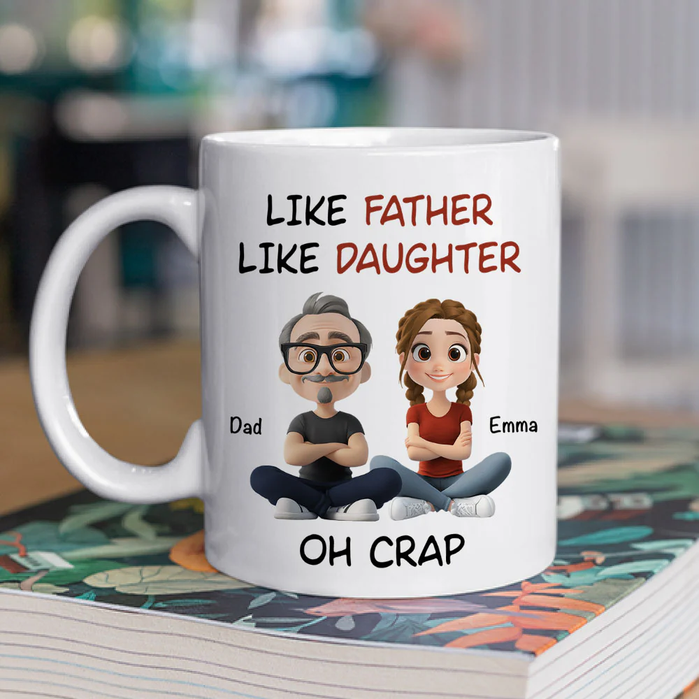 Like Father Like Daughter Cartoonized - Personalized Custom Coffee Mug - Image 2