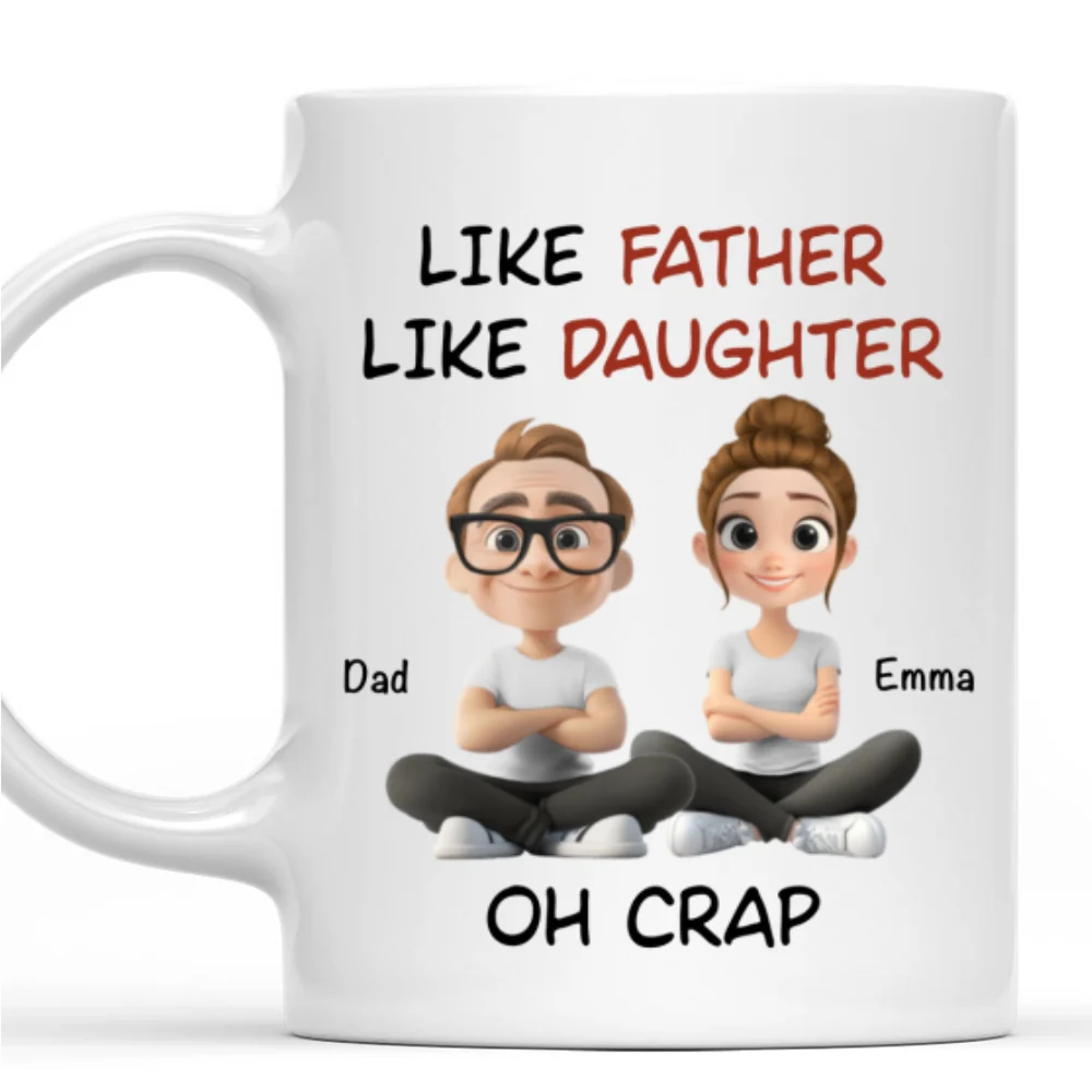 Like Father Like Daughter Cartoonized - Personalized Custom Coffee Mug - Image 6