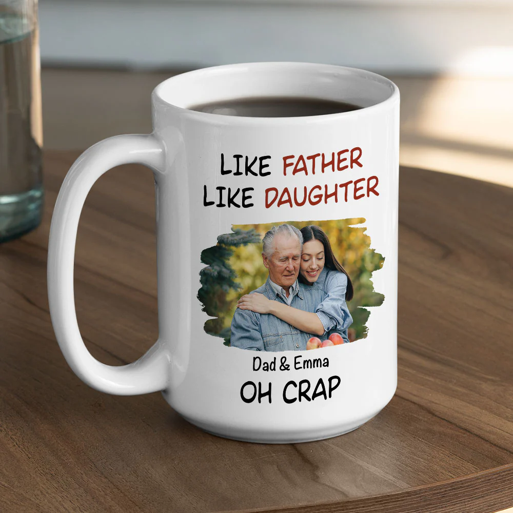 Like Father Like Daughter Cartoonized Photo - Personalized Custom Coffee Mug - Image 4