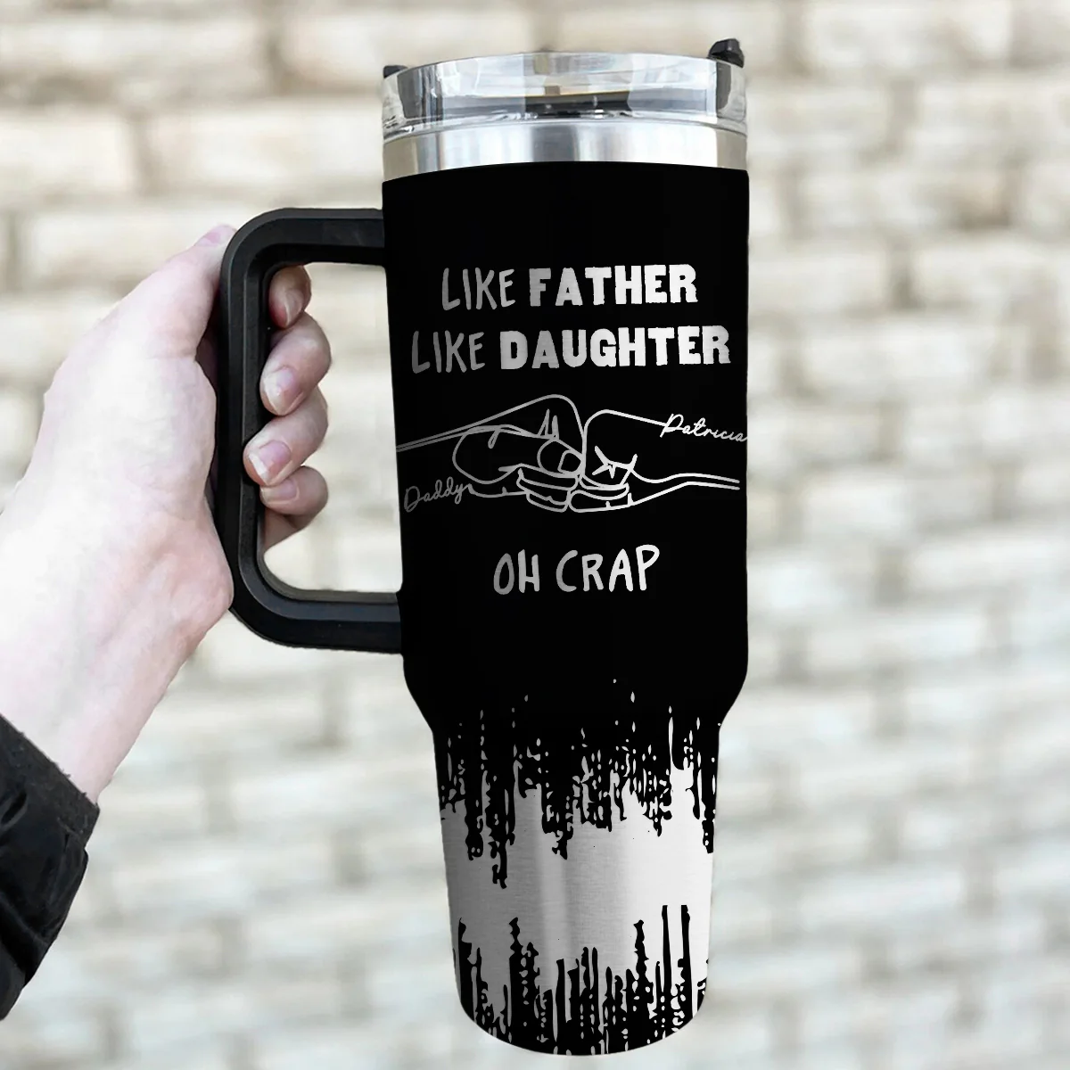 Like Father Like Daughter - Personalized Custom Engraved 40oz Tumbler With Handle - Image 4