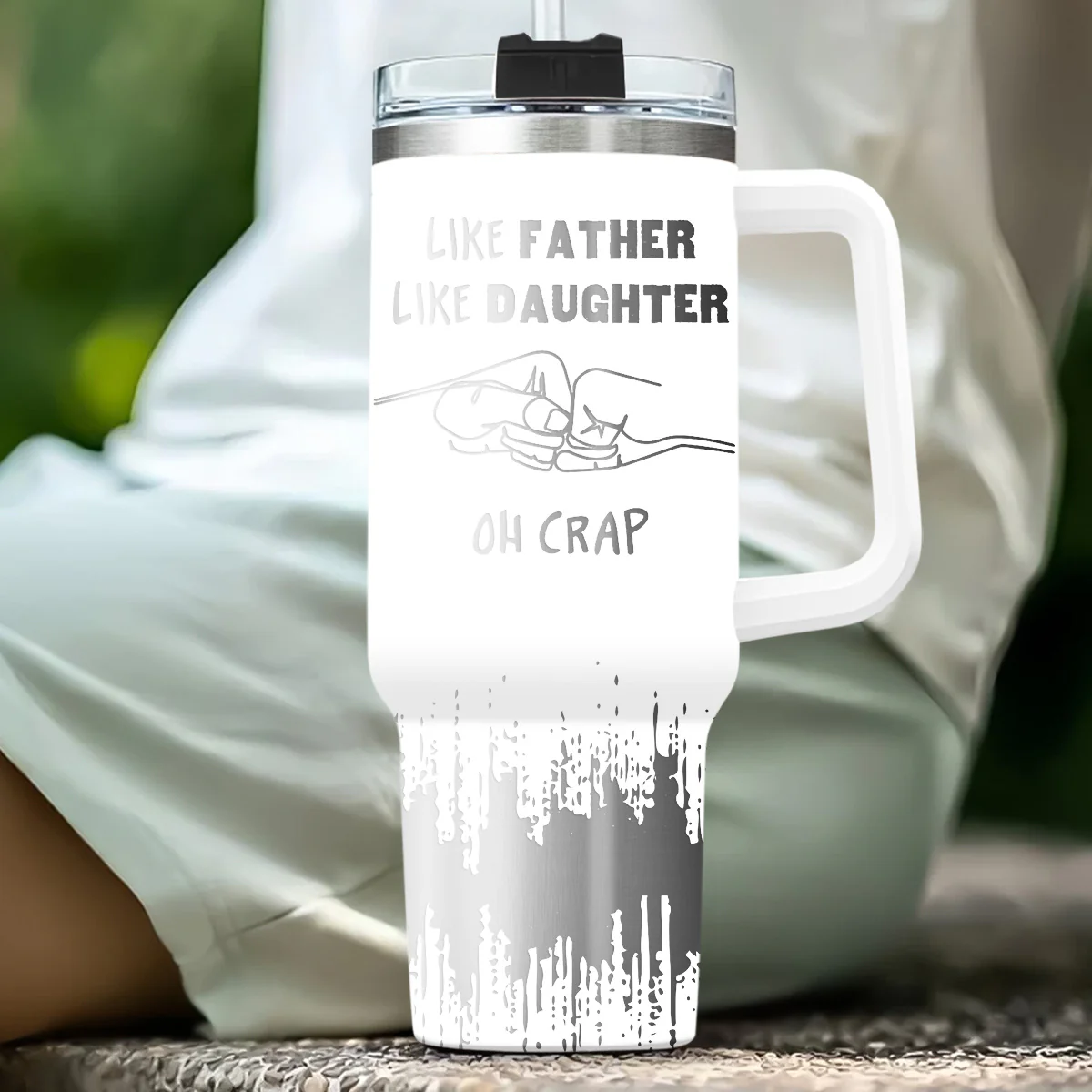 Like Father Like Daughter - Personalized Custom Engraved 40oz Tumbler With Handle - Image 5