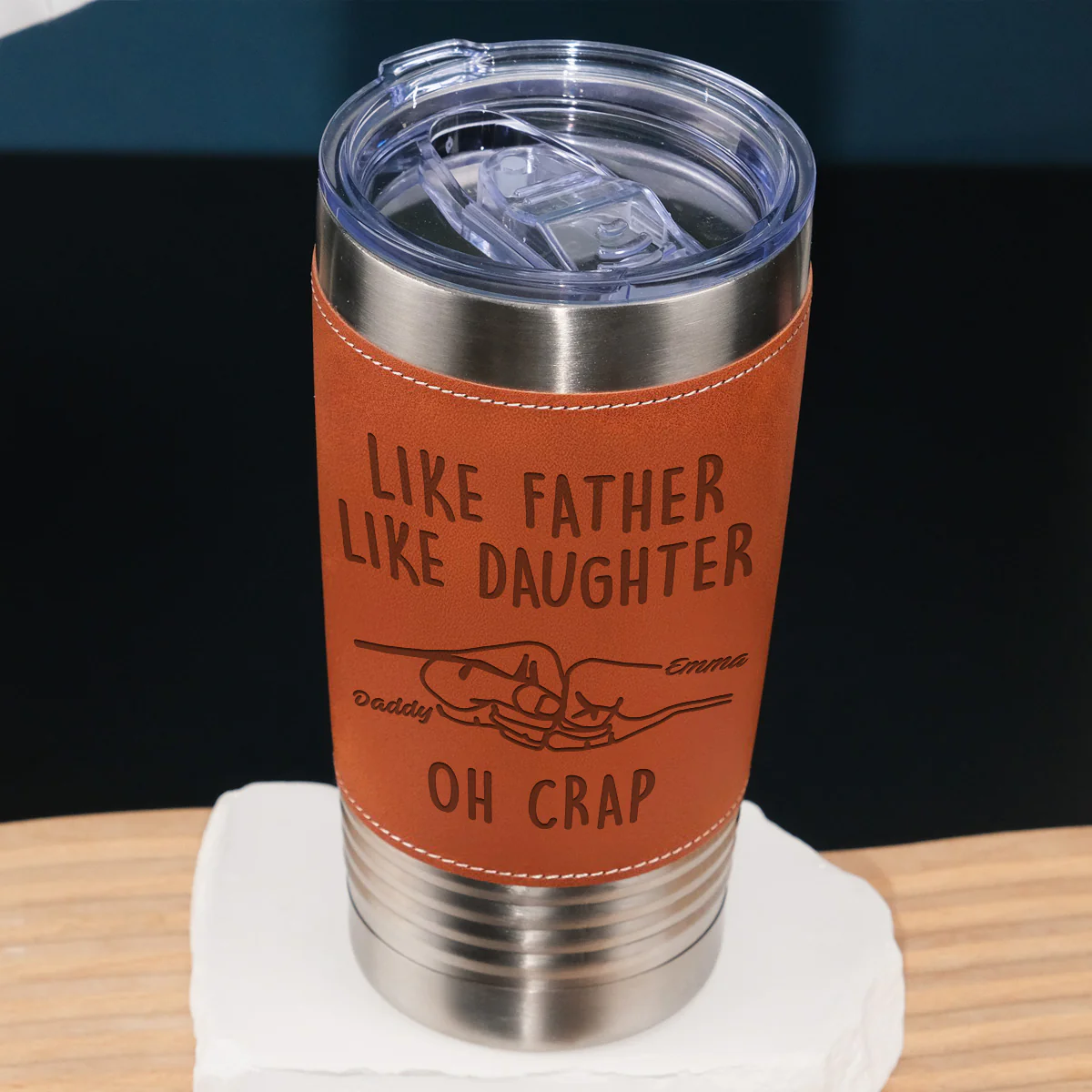 Like Father Like Daughter - Personalized Custom Engraved Leather Tumbler - Image 5