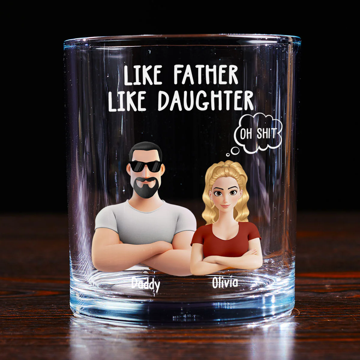 Like Father Like Daughter - Personalized Custom Whiskey Glass - Image 3