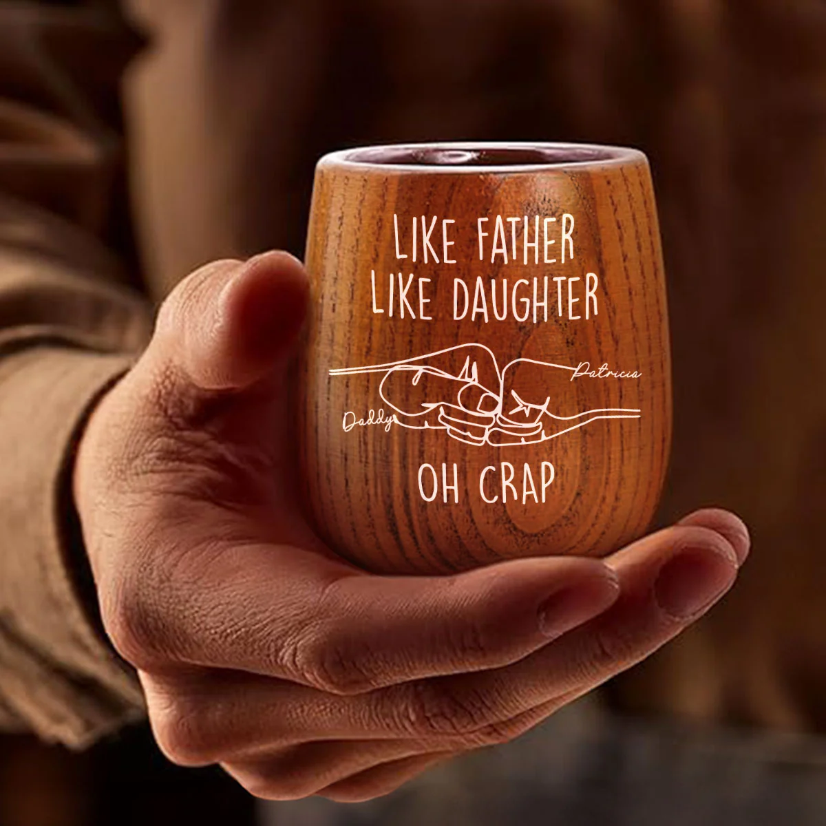 Like Father Like Daughter - Personalized Custom Wooden Whiskey Glass - Image 2