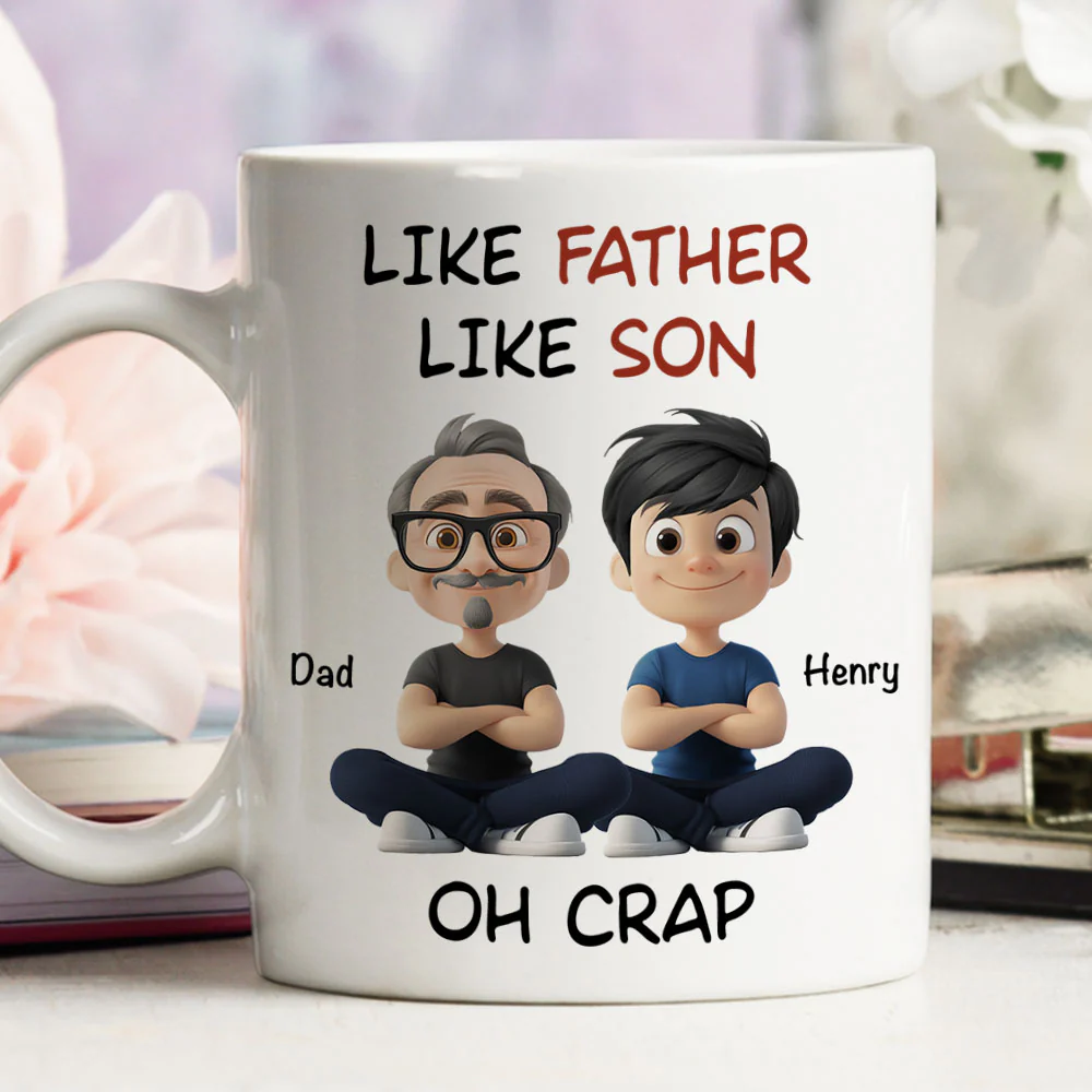 Like Father Like Son Cartoonized - Personalized Custom Coffee Mug - Image 2
