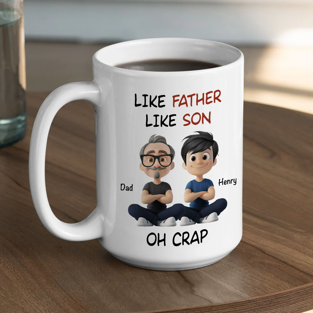 Like Father Like Son Cartoonized - Personalized Custom Coffee Mug - Image 3