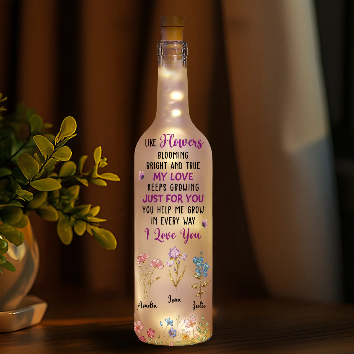 Like Flowers - Personalized Custom Bottle Lamp