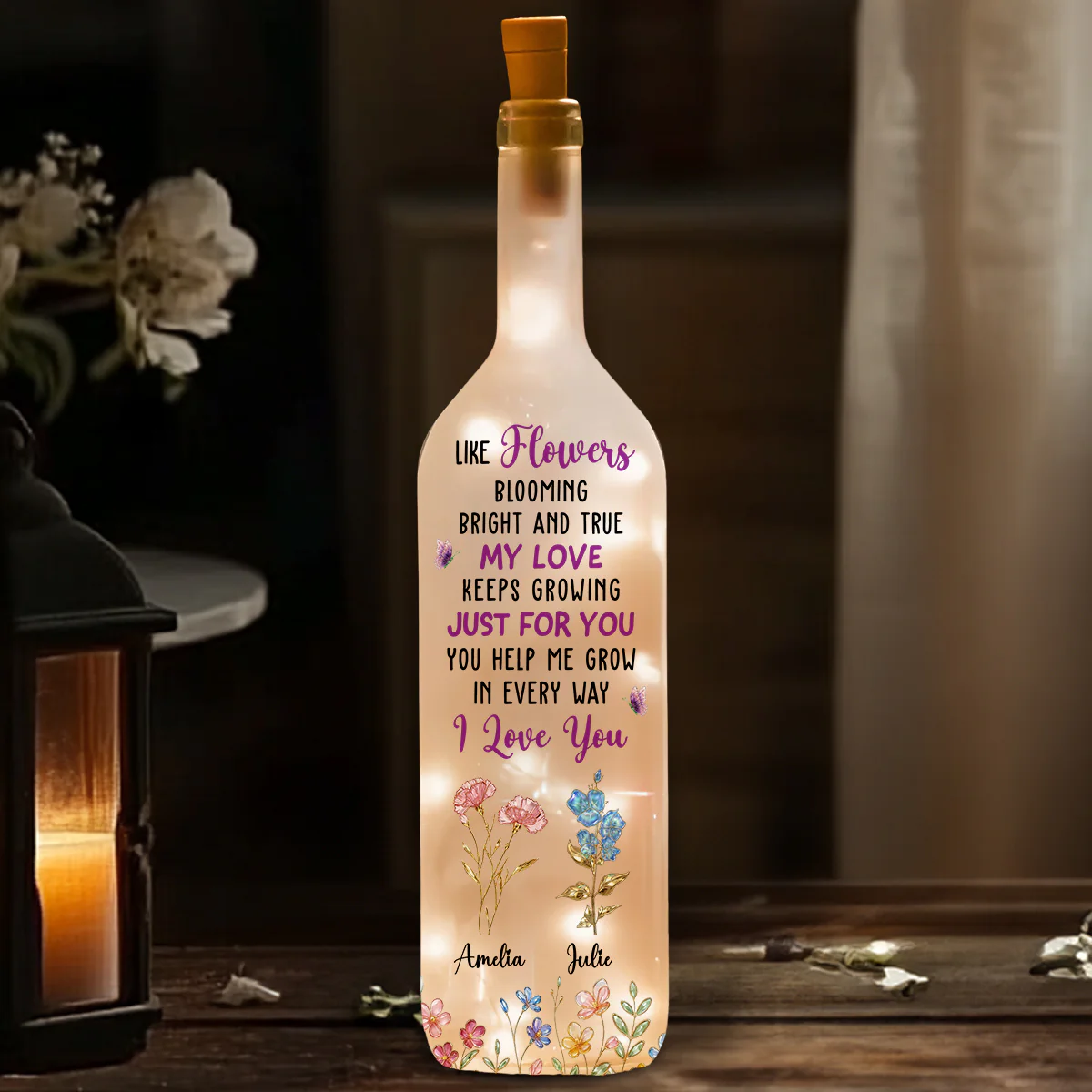 Like Flowers - Personalized Custom Bottle Lamp - Image 3
