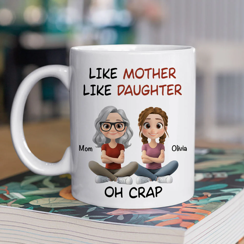 Like Mother Like Daughter Cartoonized - Personalized Custom Coffee Mug - Image 2