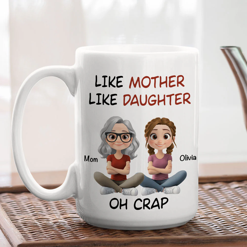 Like Mother Like Daughter Cartoonized - Personalized Custom Coffee Mug - Image 6