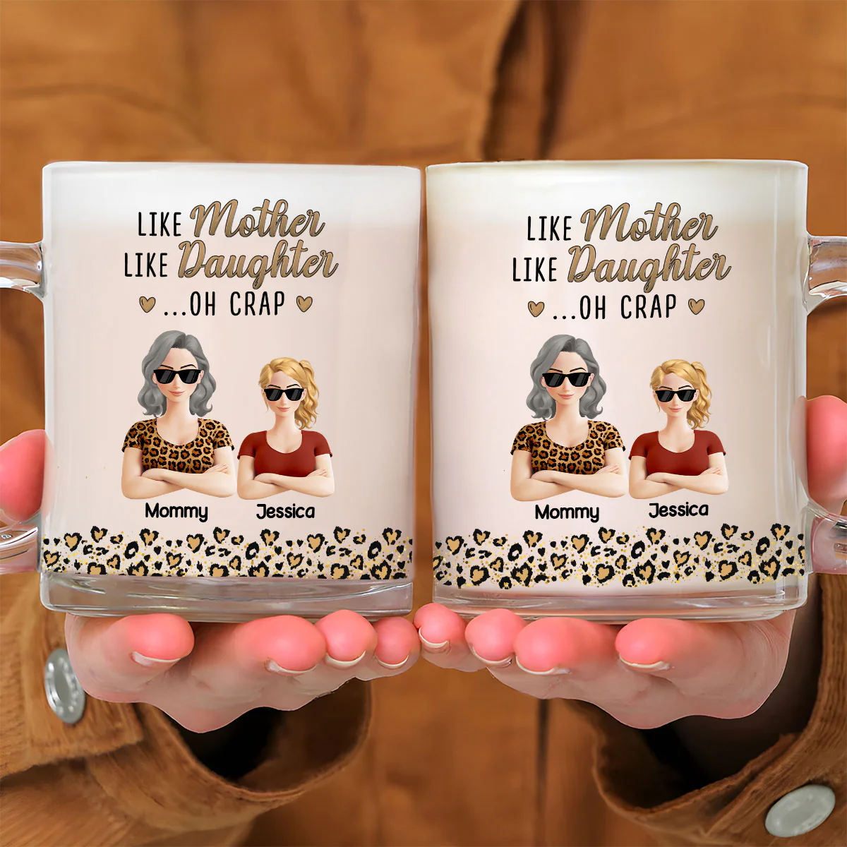 Like Mother Like Daughter - Personalized Custom Glass Mug - Image 3