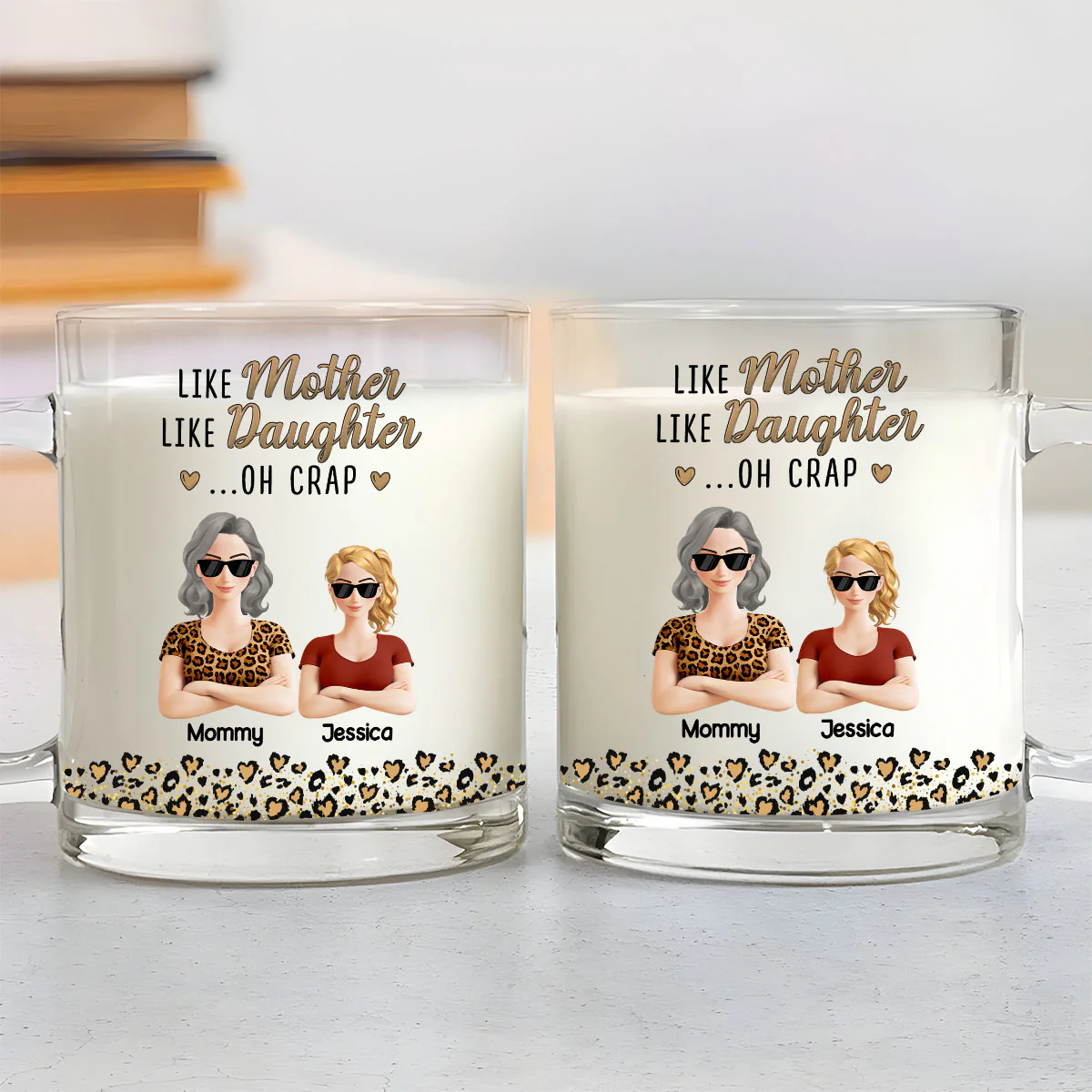 Like Mother Like Daughter - Personalized Custom Glass Mug - Image 4