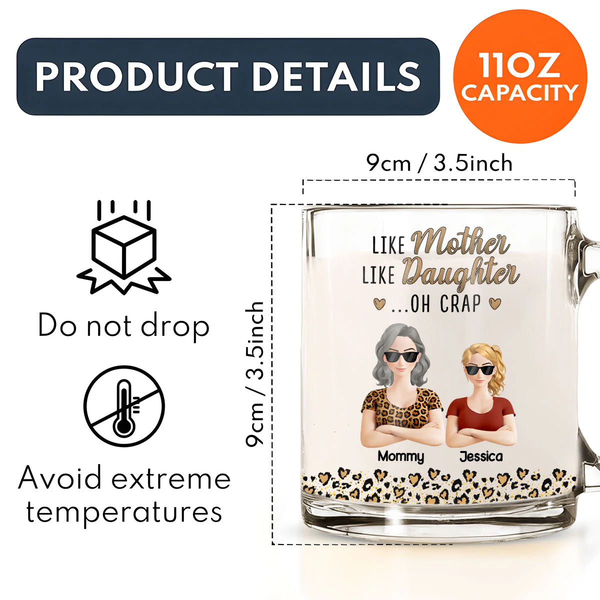 Like Mother Like Daughter - Personalized Custom Glass Mug - Image 5