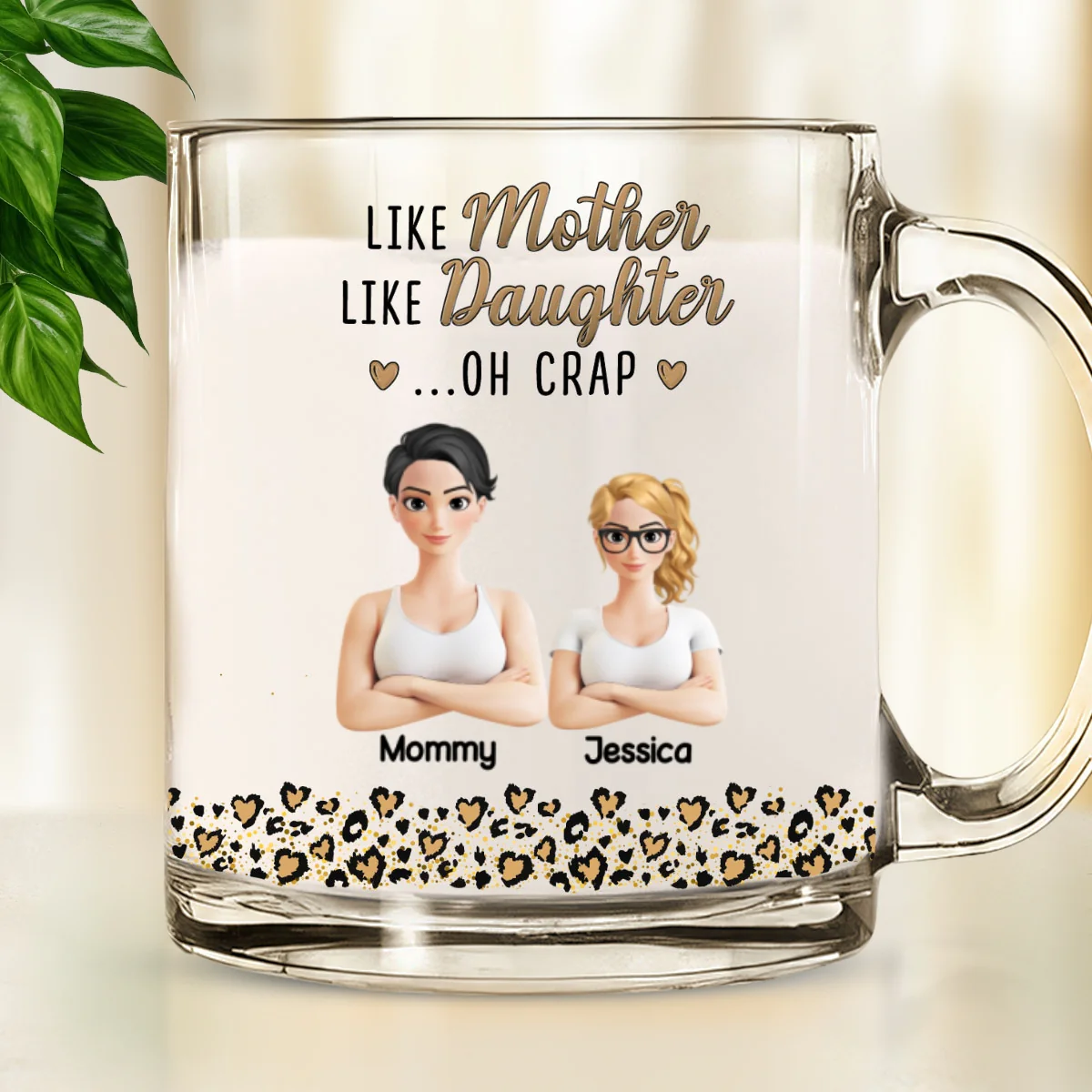 Like Mother Like Daughter - Personalized Custom Glass Mug - Image 6