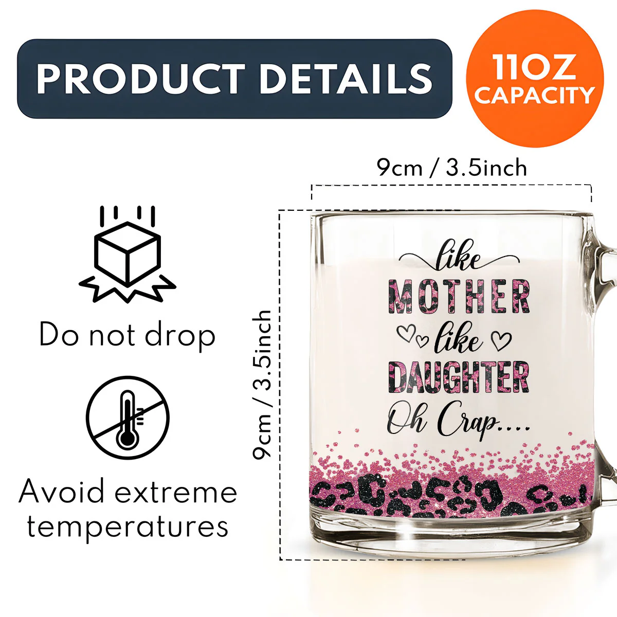 Like Mother Like Daughter - Personalized Custom Glass Mug - Image 5