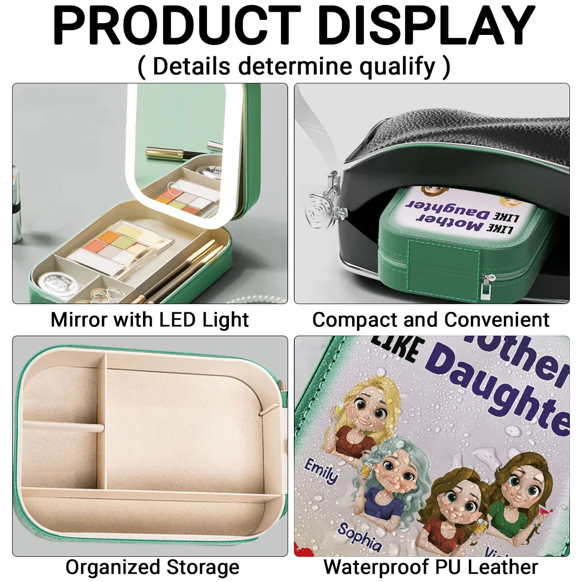 Like Mother Like Daughter - Personalized Custom Jewelry Box With LED Mirror - Image 5