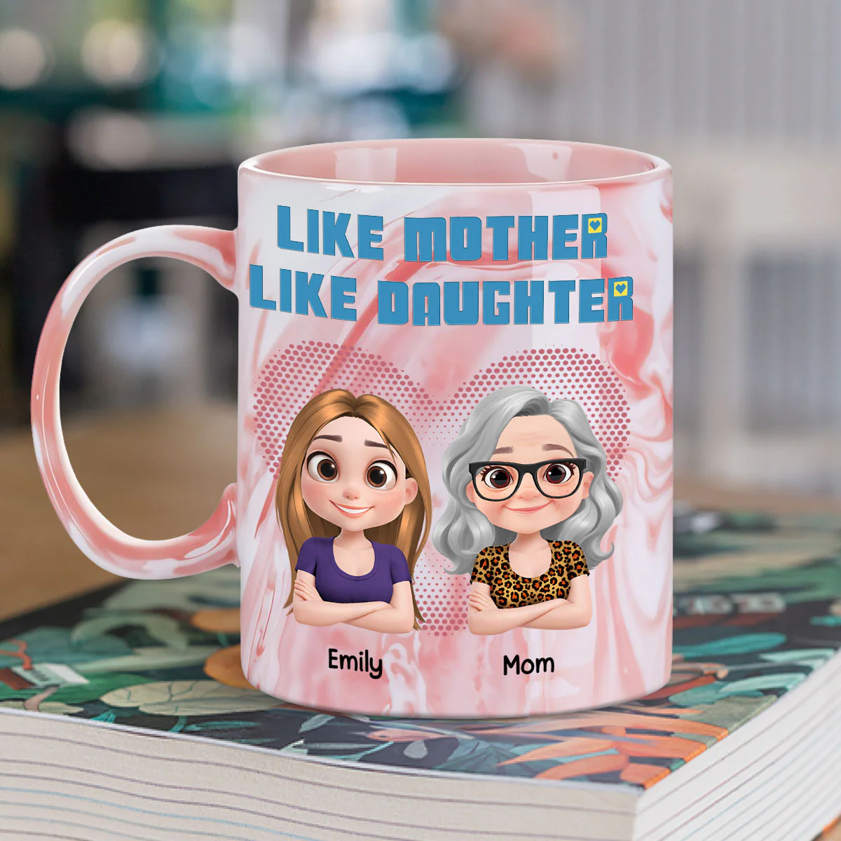 Like My Mother - Personalized Custom Pink Marble Mug - Image 2