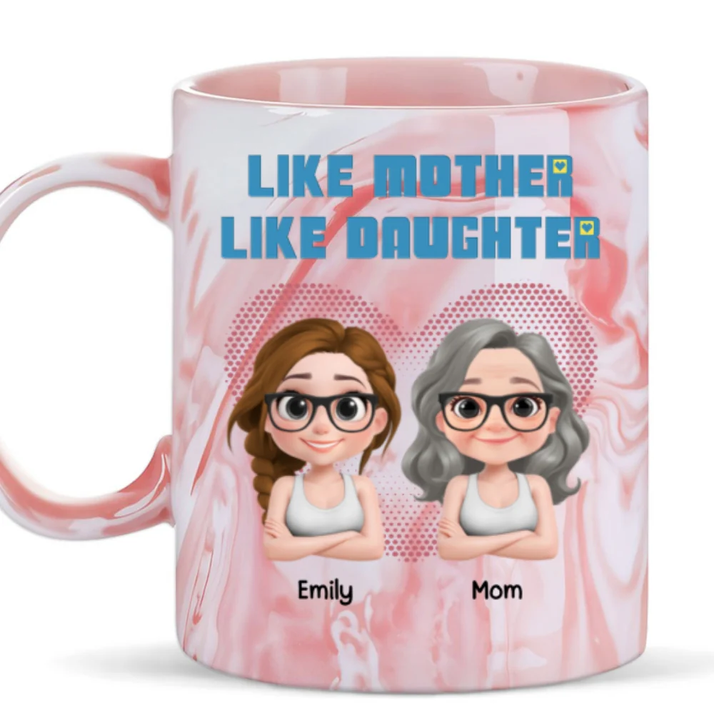 Like My Mother - Personalized Custom Pink Marble Mug - Image 6