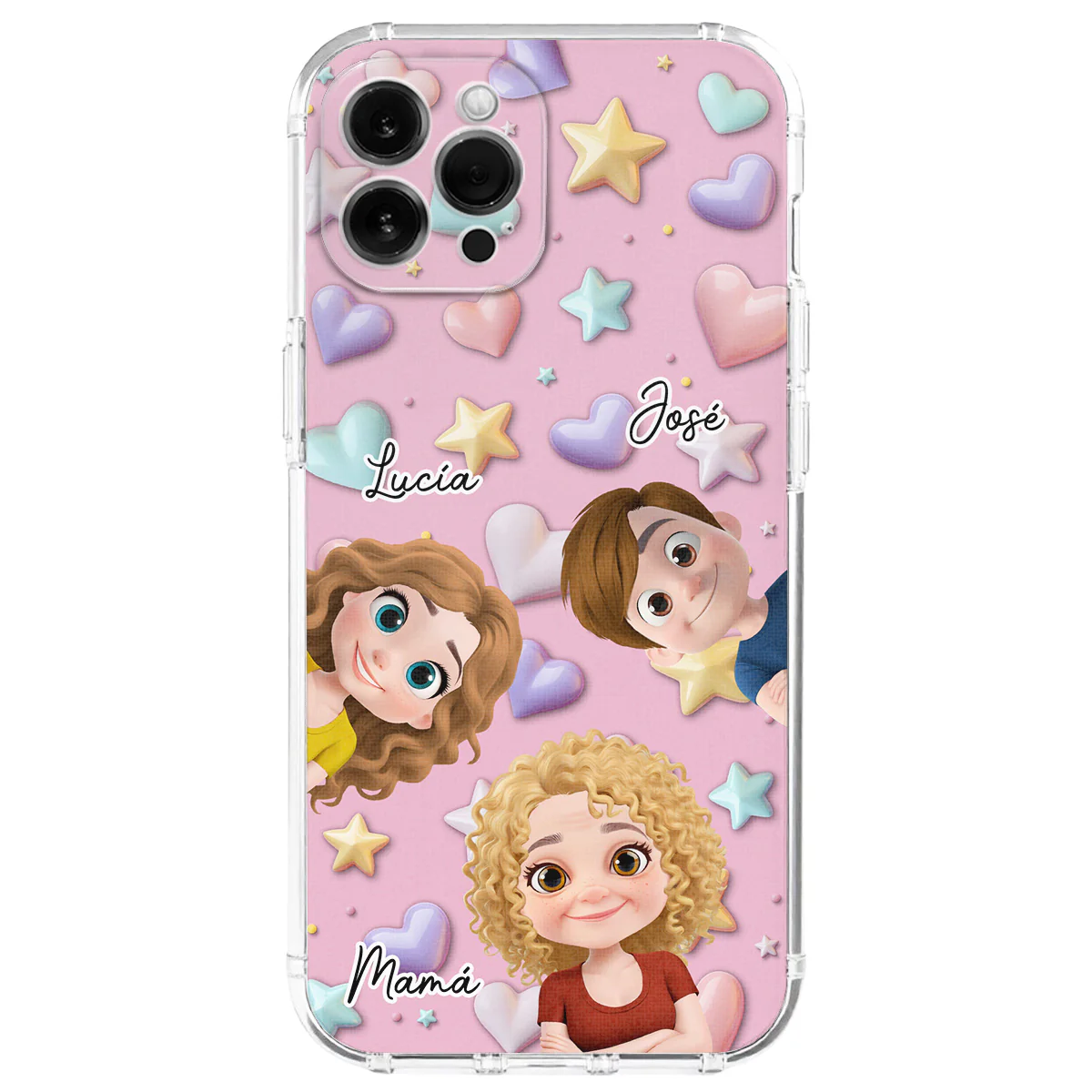 Linda Mamá y Niños - Funda de Teléfono Personalizada con Efecto 3D
