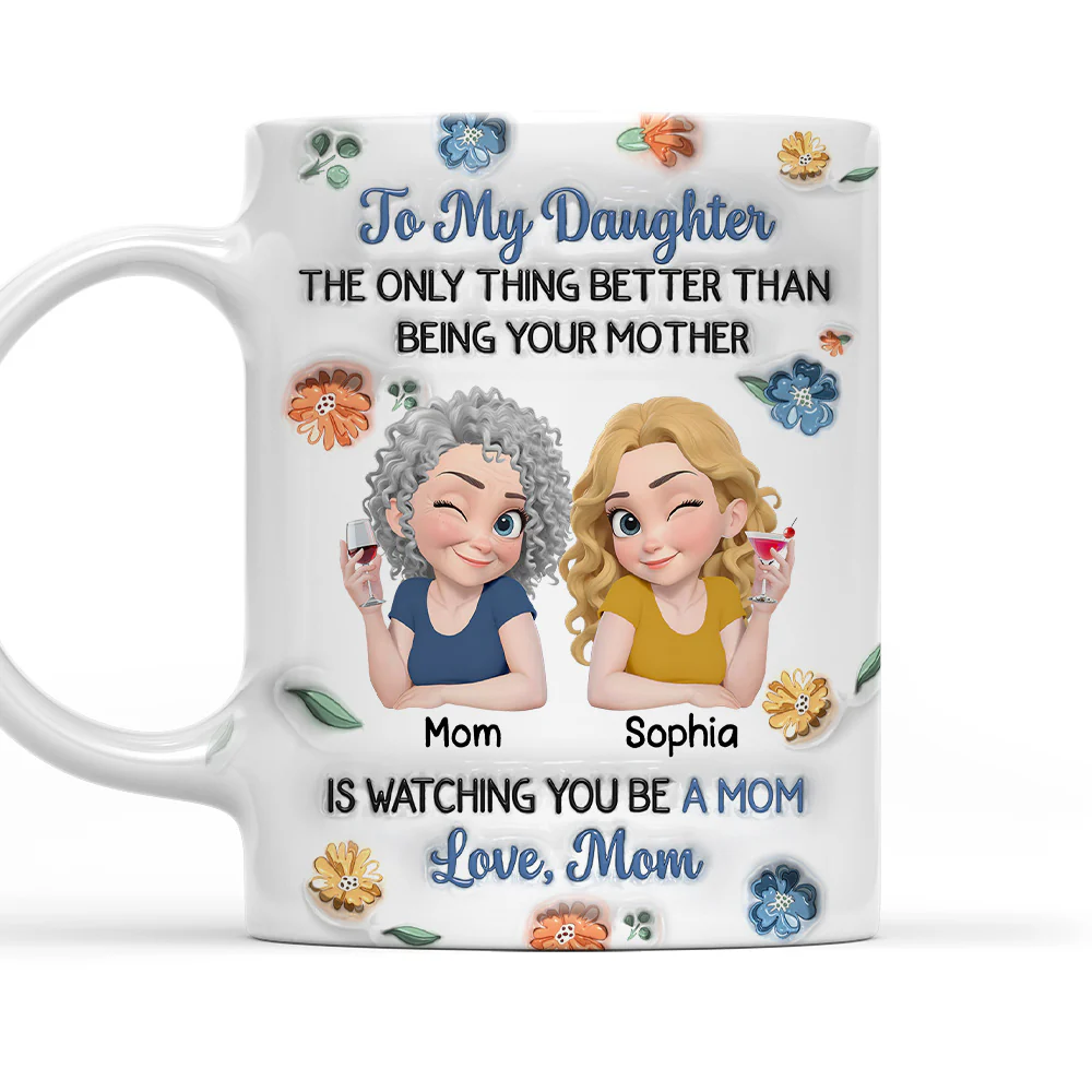 Linked Together Blue Cartoon - Personalized Custom 3D Inflated Effect Mug