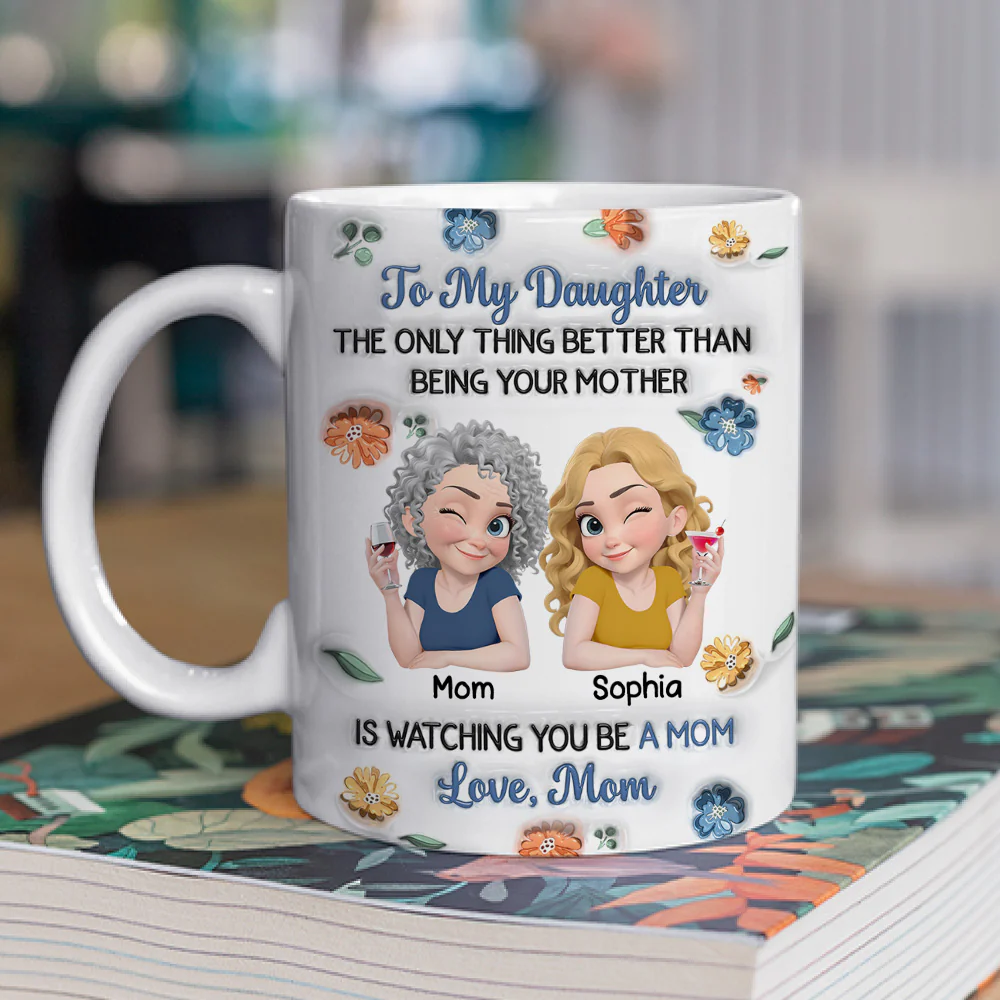Linked Together Blue Cartoon - Personalized Custom 3D Inflated Effect Mug - Image 2