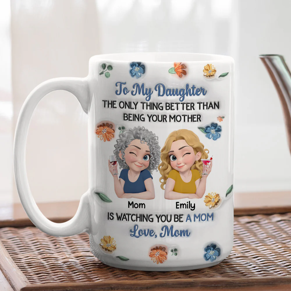 Linked Together Blue Cartoon - Personalized Custom 3D Inflated Effect Mug - Image 4