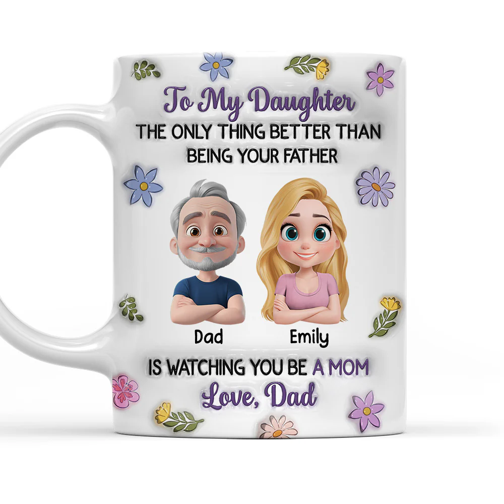 Linked Together Cartoon From Dad - Personalized Custom 3D Inflated Effect Mug