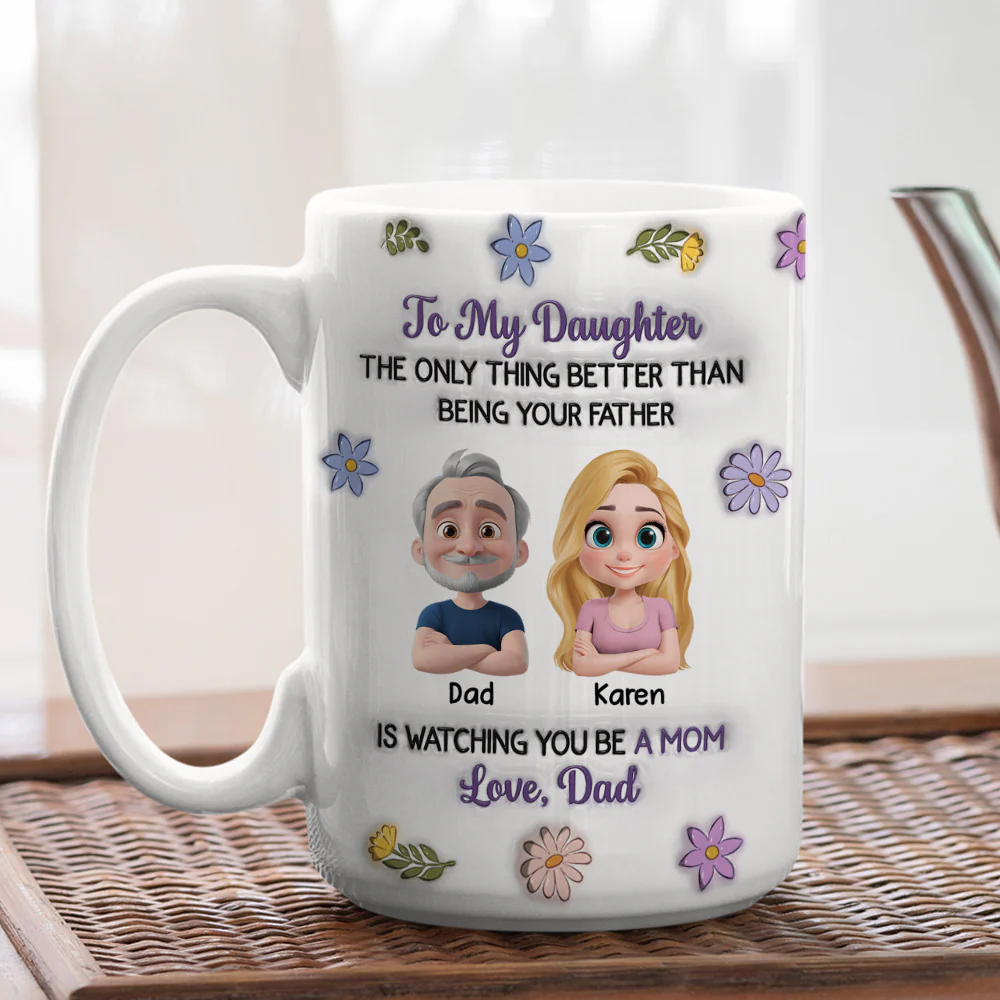 Linked Together Cartoon From Dad - Personalized Custom 3D Inflated Effect Mug - Image 5