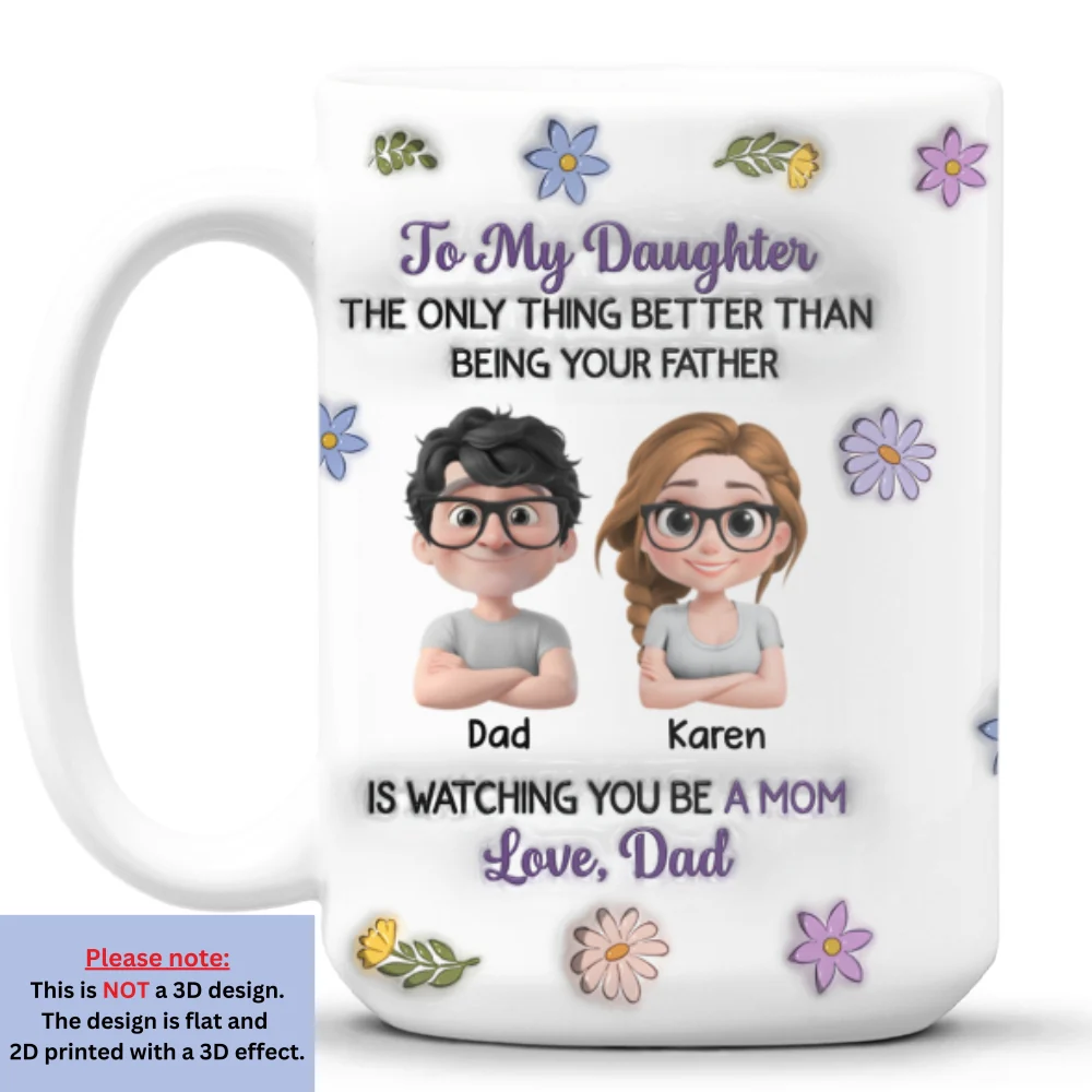 Linked Together Cartoon From Dad - Personalized Custom 3D Inflated Effect Mug - Image 8