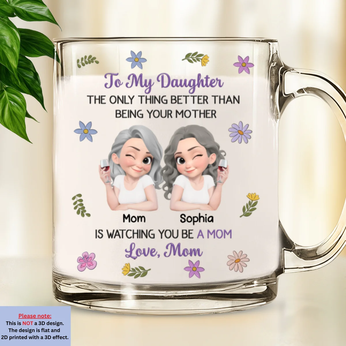 Linked Together Cartoon - Personalized Custom 3D Inflated Effect Glass Mug - Image 6