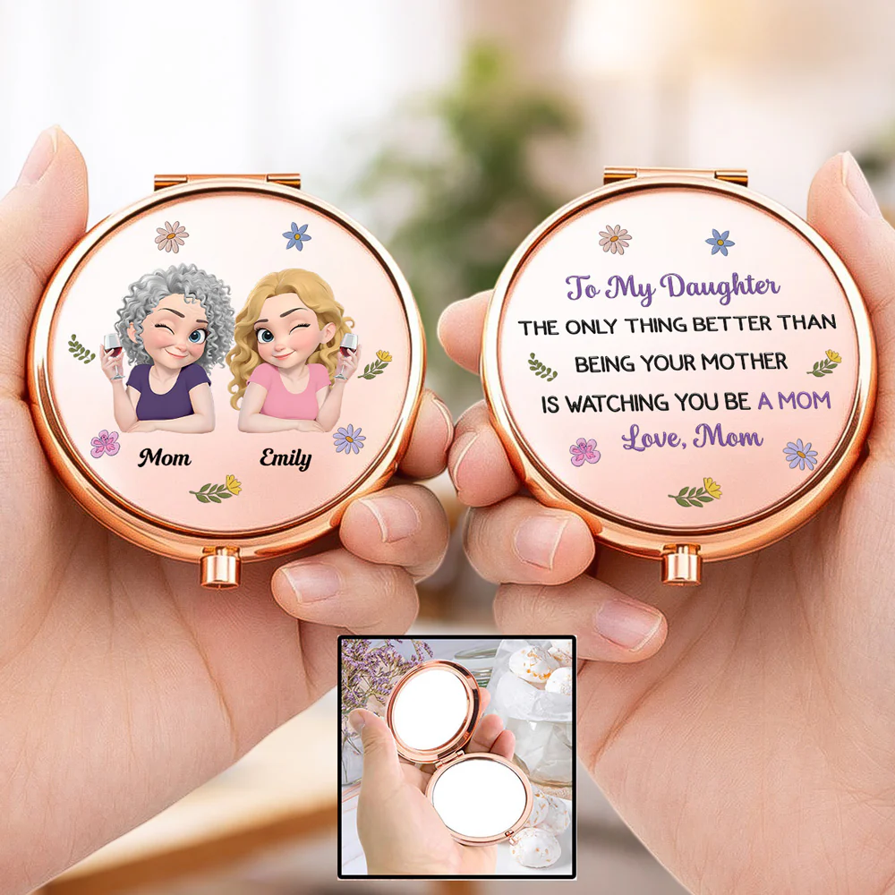 Linked Together Cartoon - Personalized Custom Compact Mirror