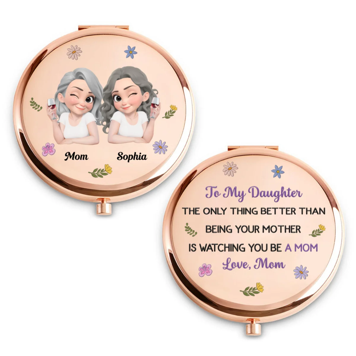 Linked Together Cartoon - Personalized Custom Compact Mirror - Image 6