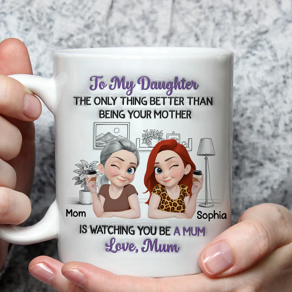 Linked Together Cartoon Version 2 - Personalized Custom 3D Inflated Effect Mug - Image 2