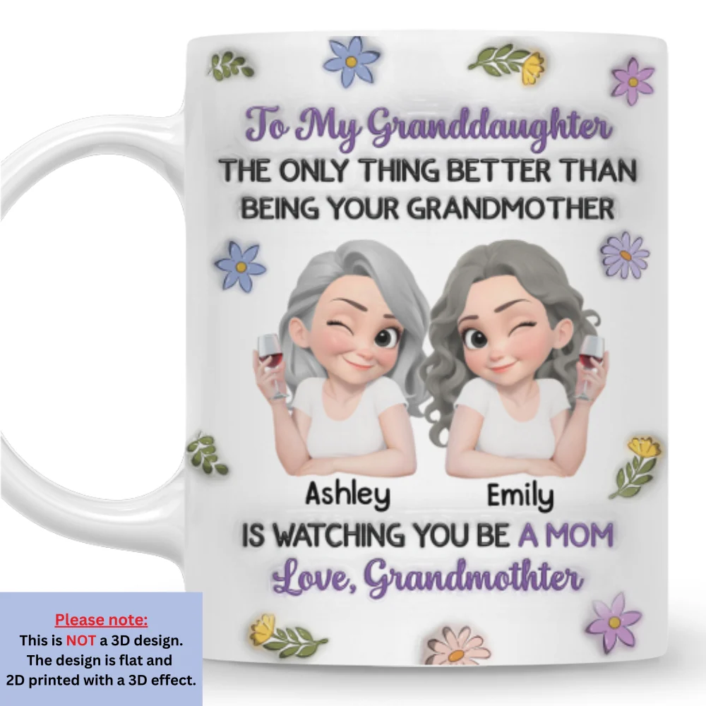 Linked Together Granddaughter Cartoon - Personalized Custom 3D Inflated Effect Mug - Image 8