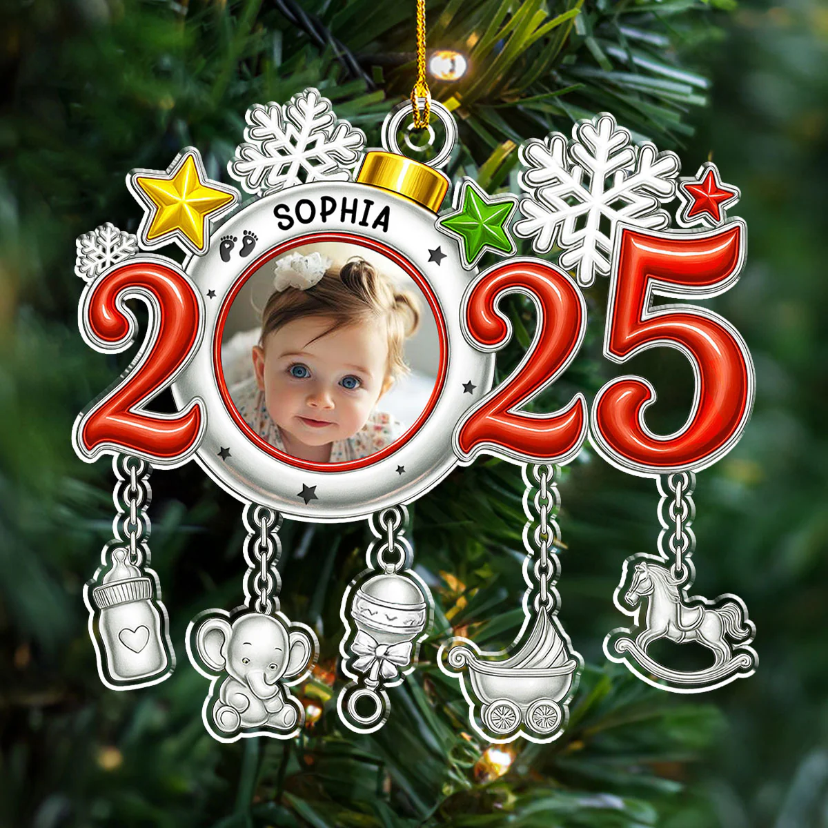 Little Baby Christmas 2025 - Personalized Custom Acrylic Ornament - Image 2