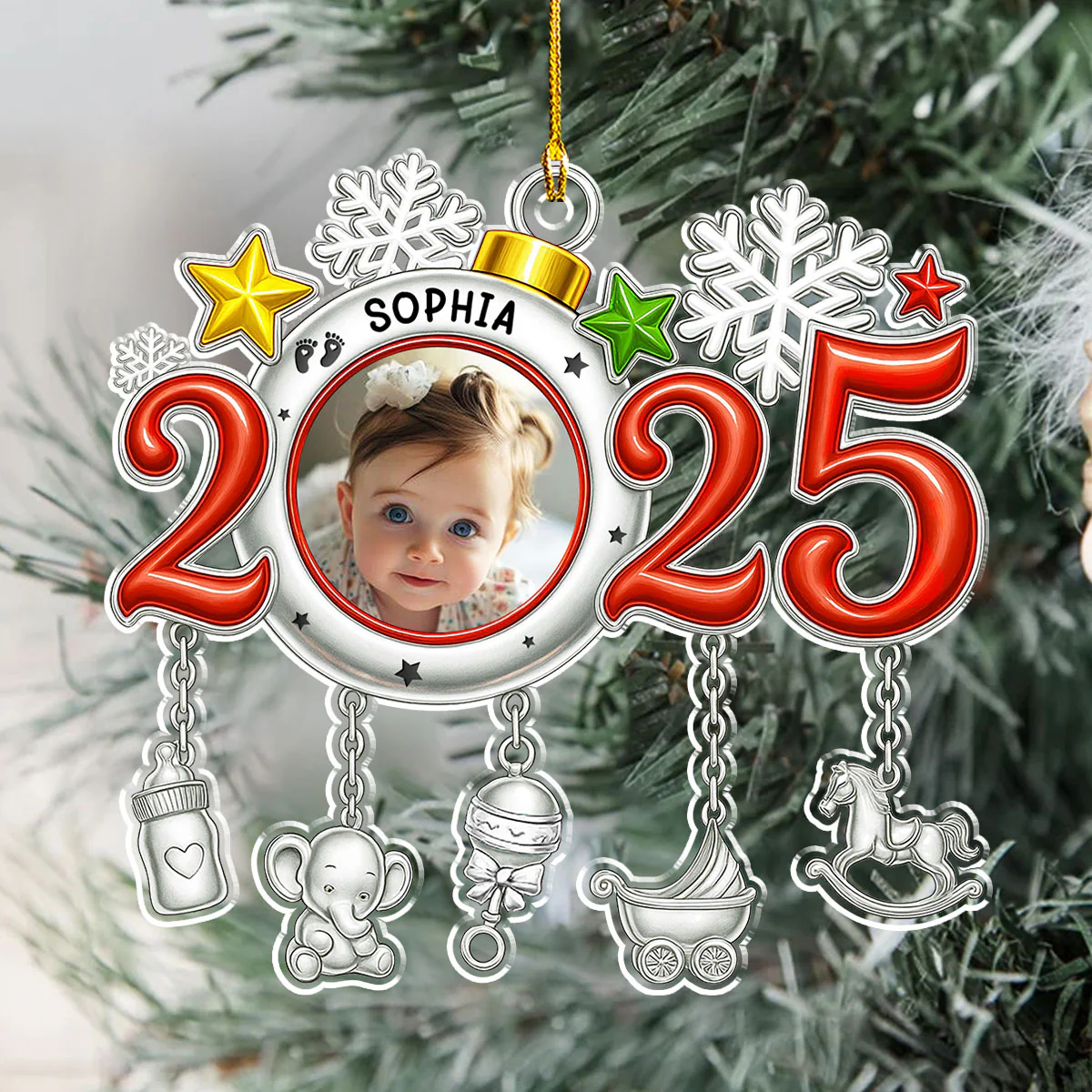Little Baby Christmas 2025 - Personalized Custom Acrylic Ornament - Image 3