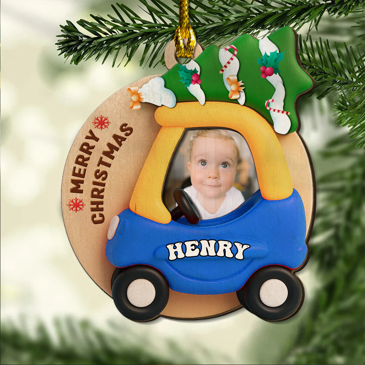 Little Car Memories - Personalized Custom 2-layered Wood Ornament - Image 2