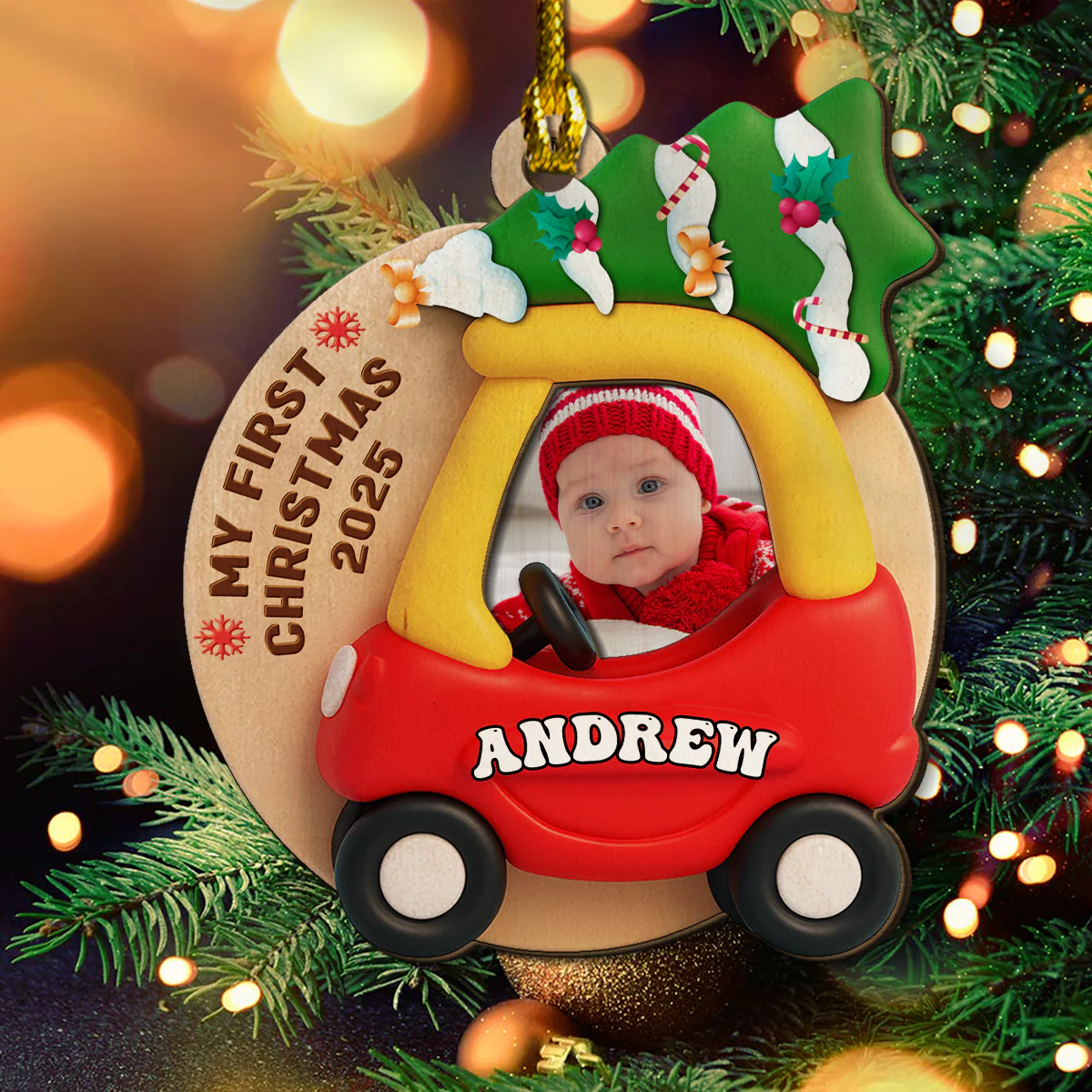 Little Car Memories - Personalized Custom 2-layered Wood Ornament - Image 4