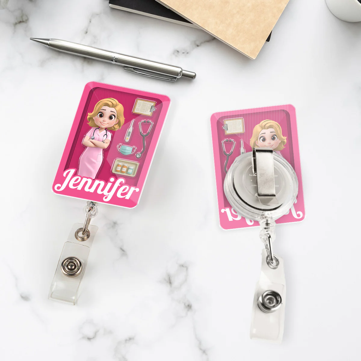 Little Nurse Hero - Personalized Custom Acrylic Badge Reel - Image 4