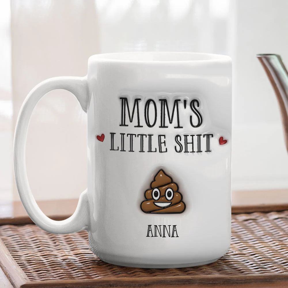 Little Shits Of Mom - Personalized Custom 3D Inflated Effect Mug - Image 3