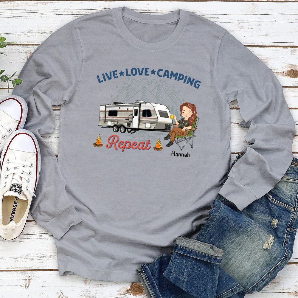 Live Love Camping - Personalized Custom Long Sleeve T-shirt - Image 2
