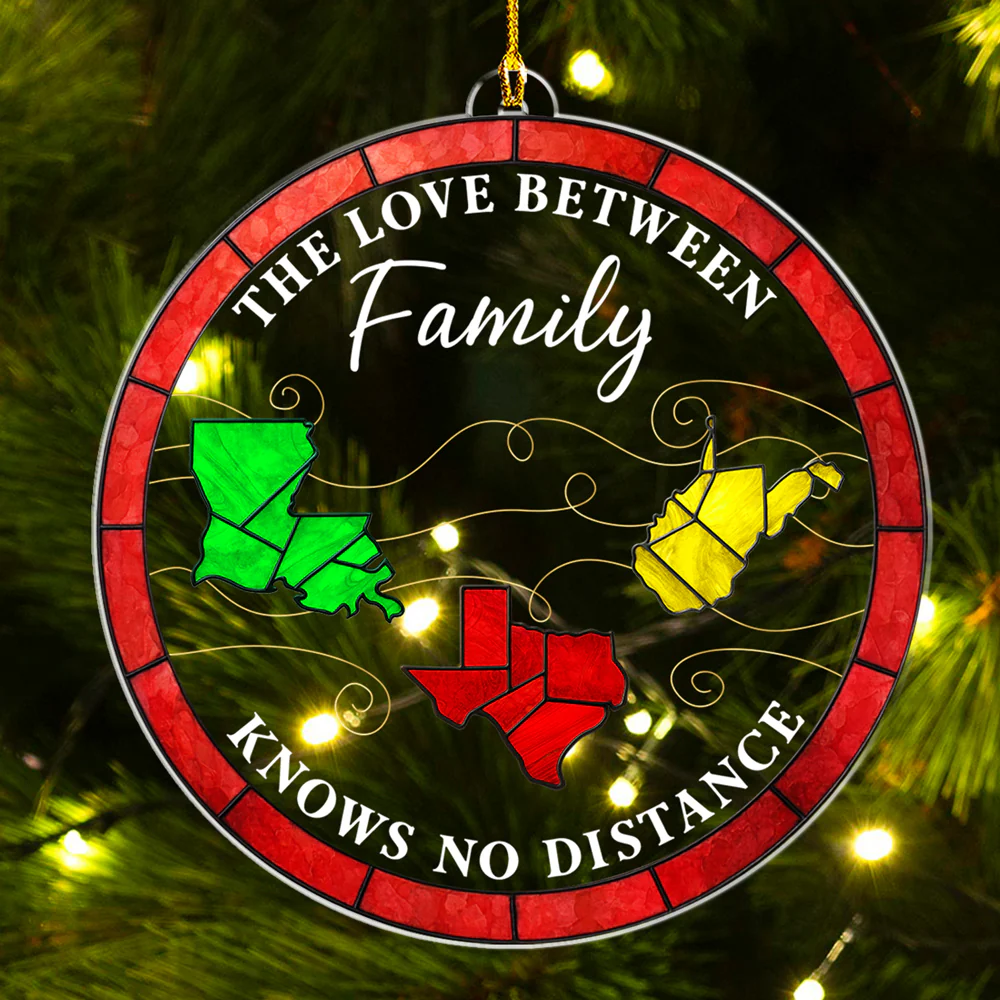 Long Distance Love - Personalized Custom Acrylic Ornament