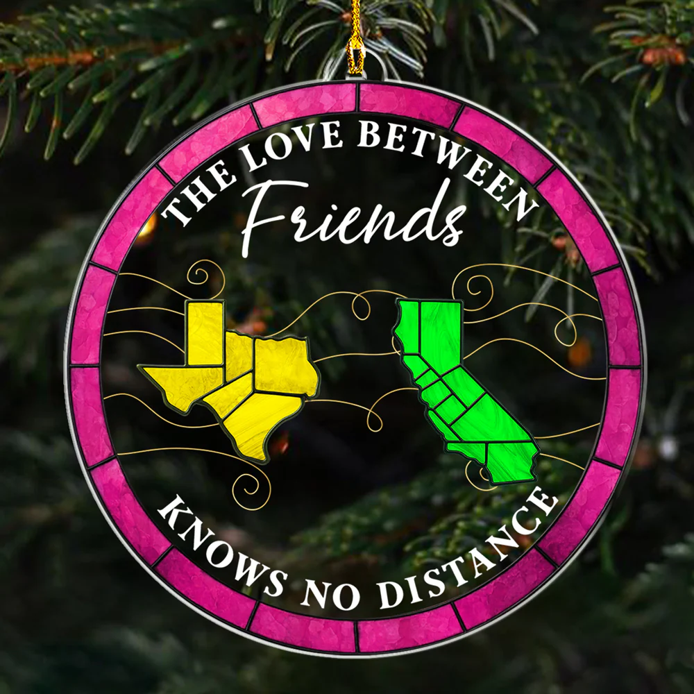 Long Distance Love - Personalized Custom Acrylic Ornament - Image 2