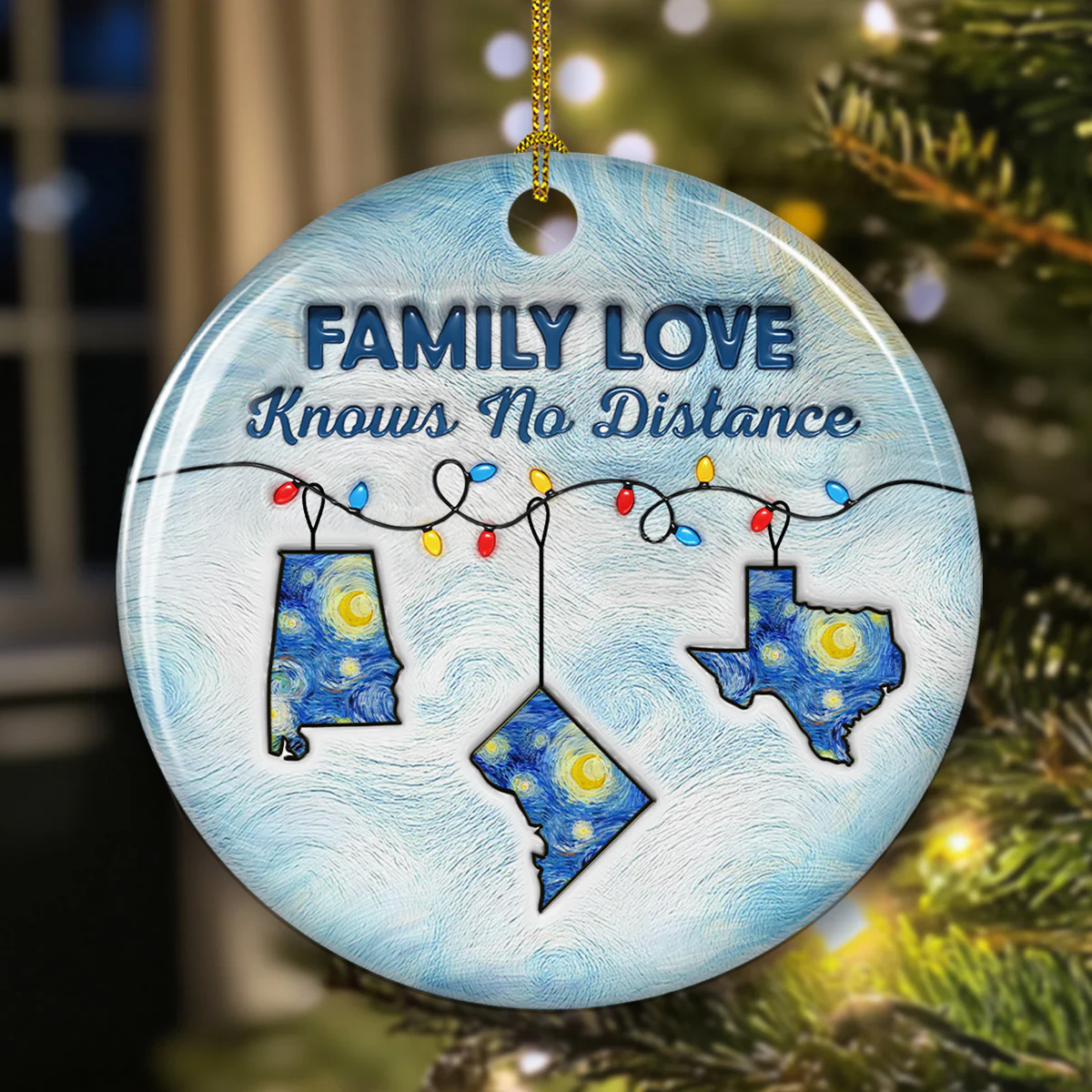 Long Distance - Personalized Custom  3D Inflated Effect Ceramic Ornament - Image 2