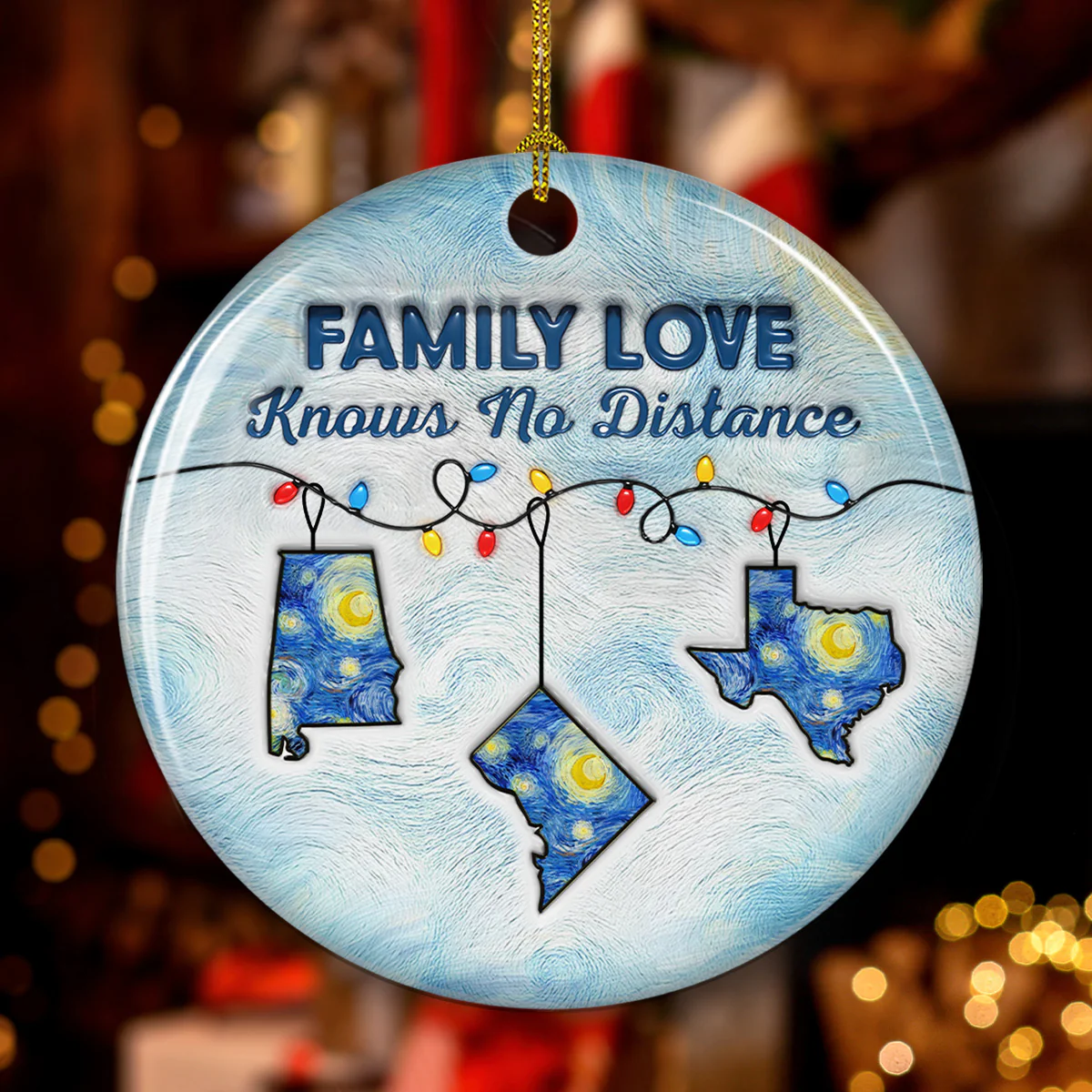 Long Distance - Personalized Custom  3D Inflated Effect Ceramic Ornament - Image 3